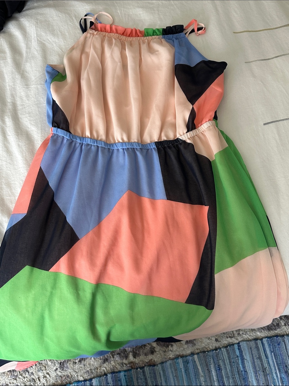 Banana Republic Multicolor Geometric Maxi Dress - Peach, Coral, Blue & Green